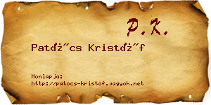 Patócs Kristóf névjegykártya